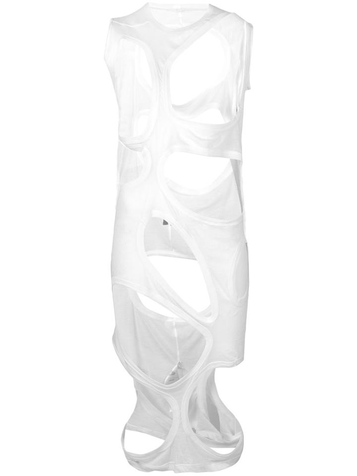 Rick Owens Long Cutout Detail Vest - White