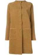 Moschino Ribbed Lurex Band Collar Coat - Nude & Neutrals