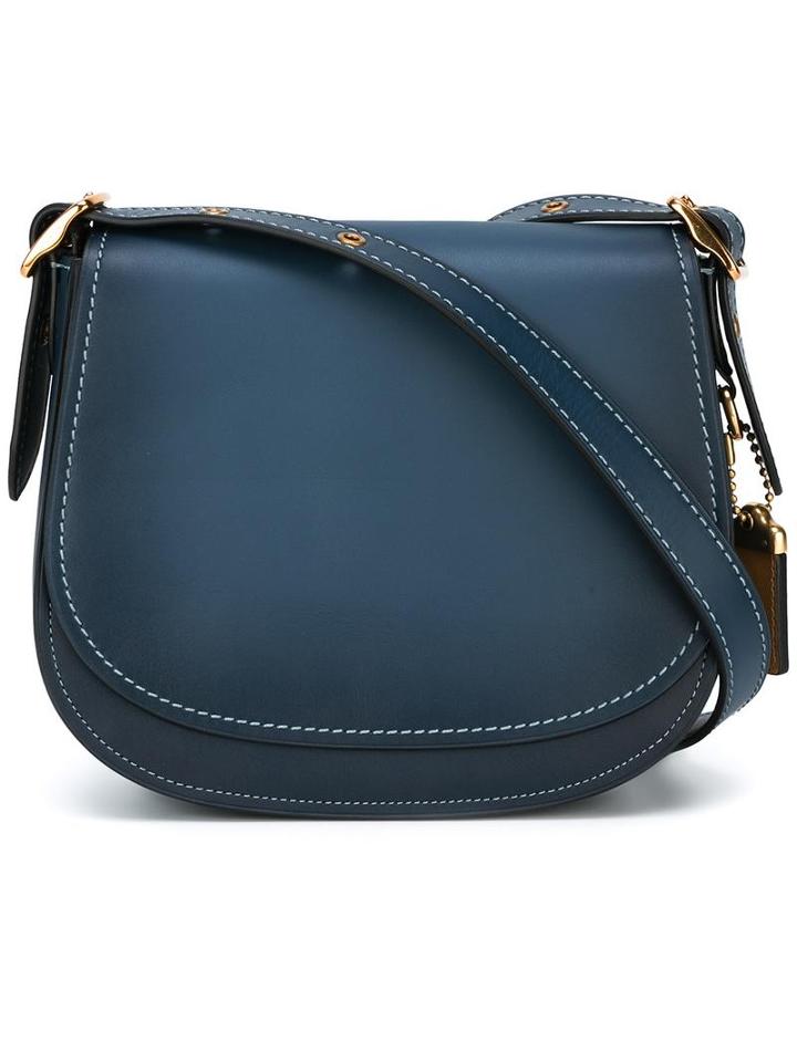 Coach Stitching Detail Saddle Bag, Women's, Blue