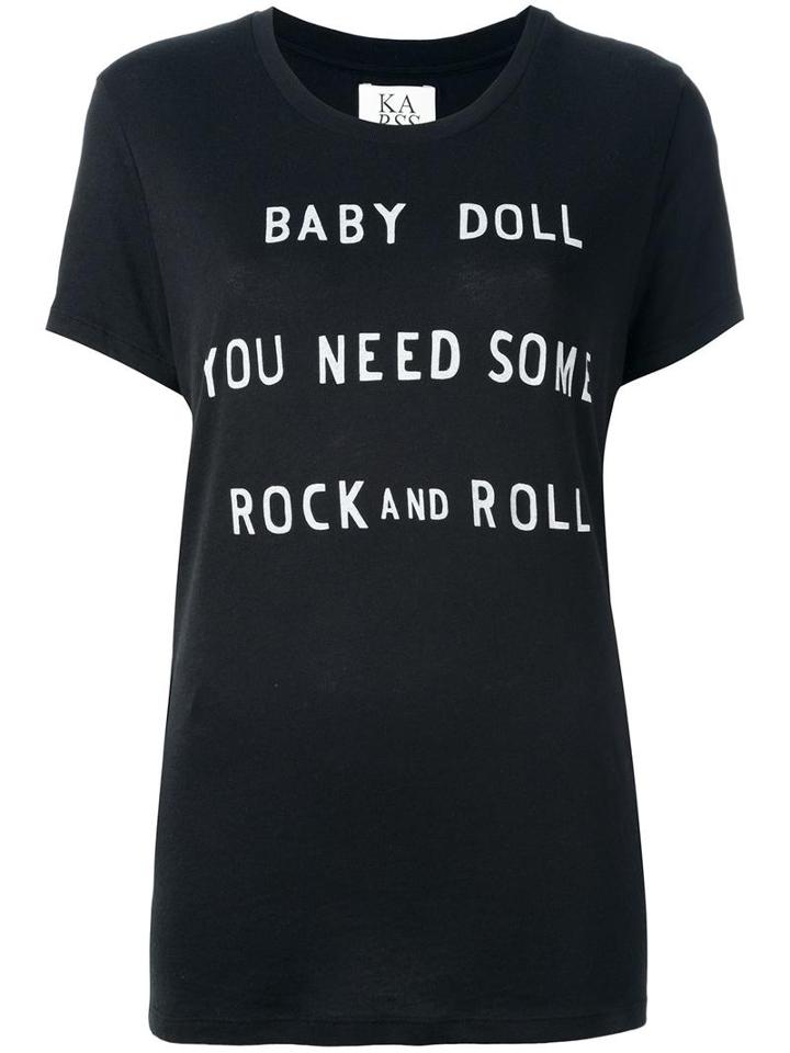 Zoe Karssen Slogan Print T-shirt, Women's, Size: Medium, Black, Cotton/polyester