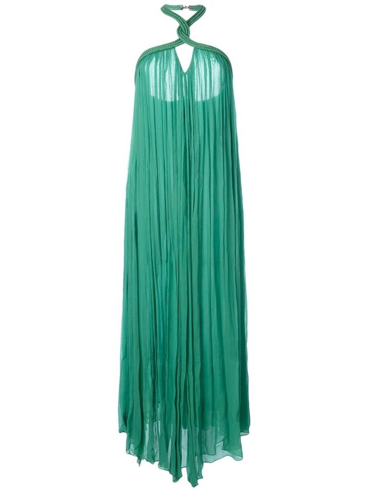 Jay Ahr Halterneck Evening Gown, Women's, Size: 36, Green, Silk/nylon