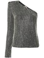 Saint Laurent Crystal Embellished One Shoulder Top - Black