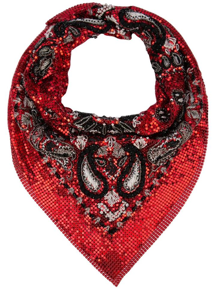 Saint Laurent Paisley Embellished Bandana - Red