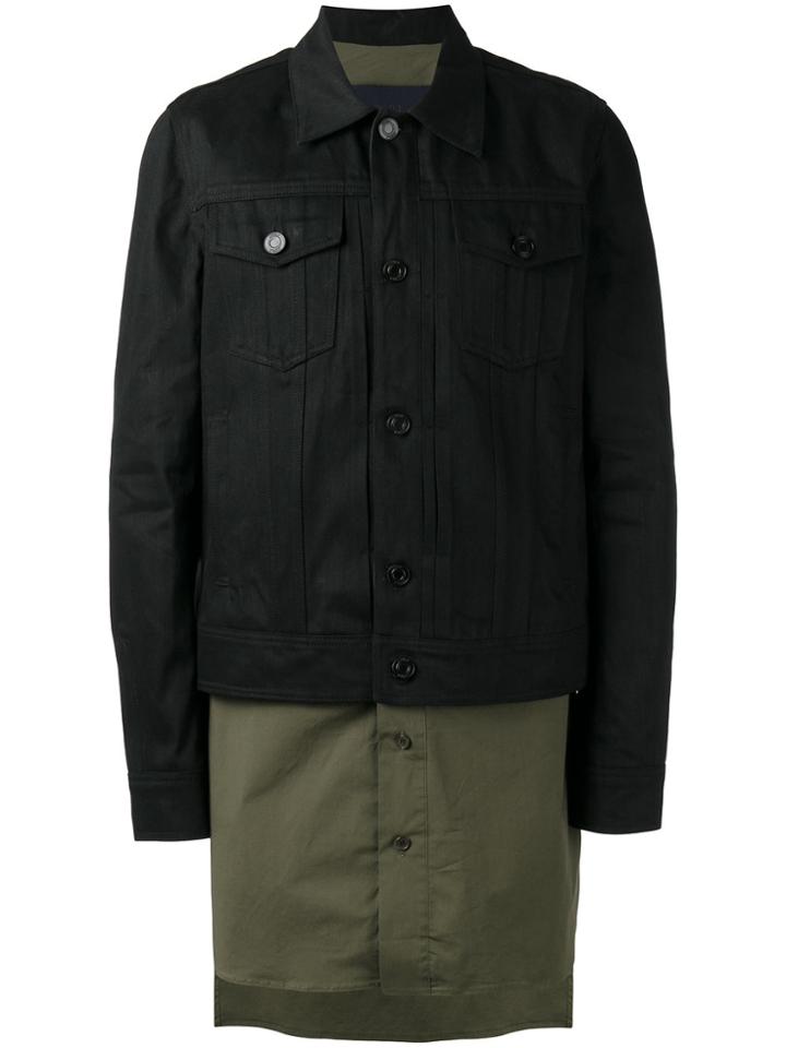 Juun.j Colour Block Overcoat - Black