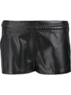 Maison Margiela Embossed Chain Trim Shorts, Women's, Size: 42, Black, Leather/polyester/acetate