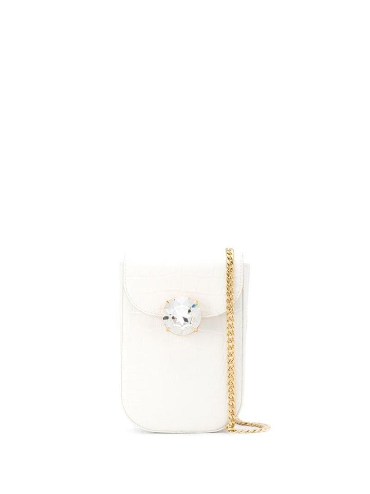 Miu Miu Jewel Embellished Crocodile Effect Bag - White