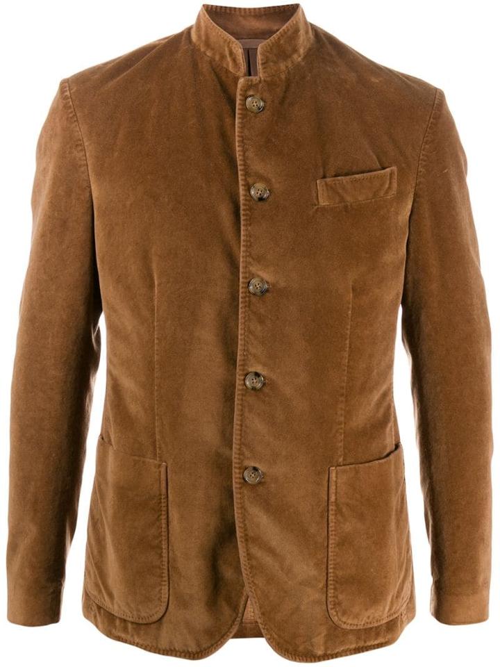 Eleventy Slim-fit Velvet Blazer - Brown