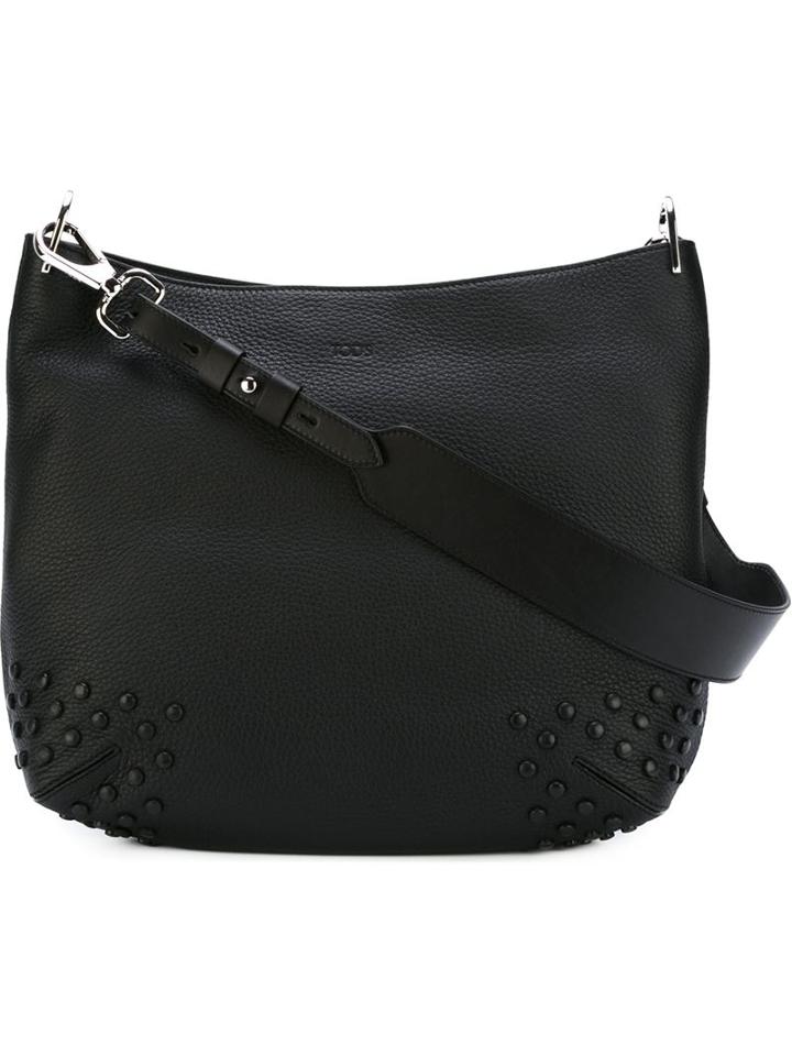 Tod's Studded Hobo Shoulder Bag, Women's, Black