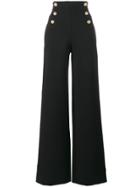 Alberta Ferretti High Waisted Sailor Button Trousers - Black