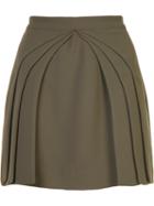 Brandon Maxwell Pleated Layered Mini Skirt, Women's, Size: 10, Green, Polyester