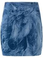 Balmain Horse Denim Skirt - Blue
