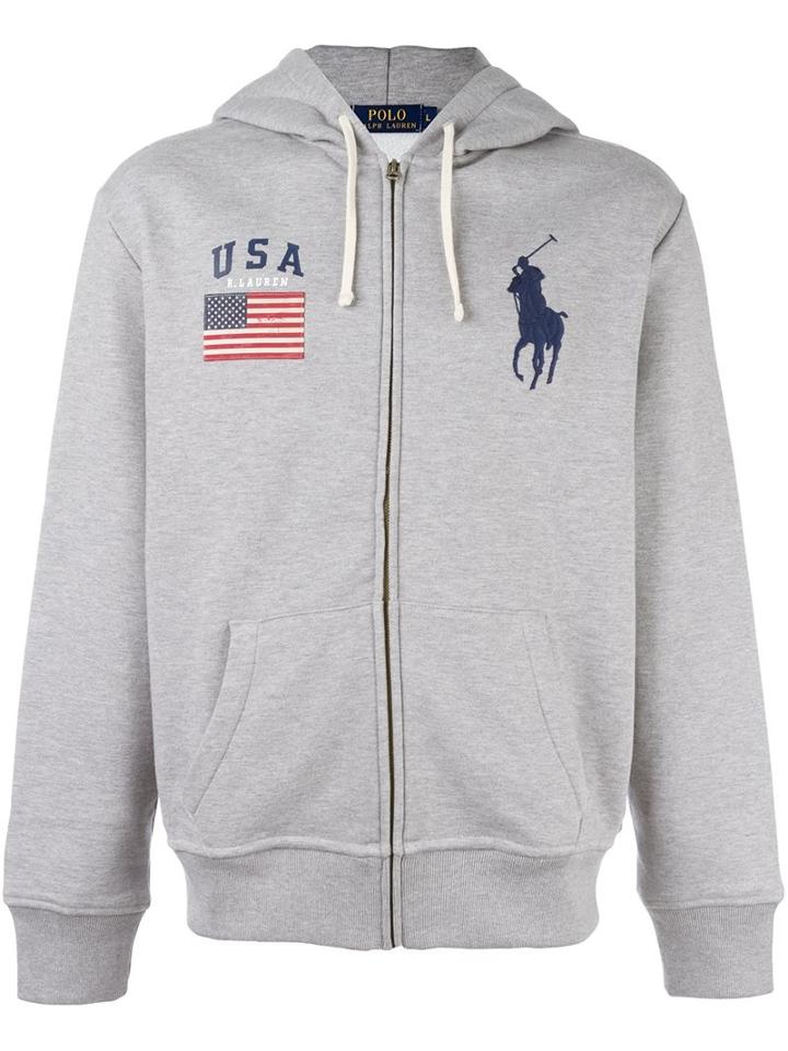 Polo Ralph Lauren Embroidered Logo Hoodie, Men's, Size: Medium, Grey, Cotton/polyester