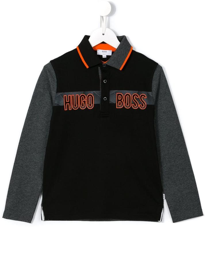 Boss Kids Long Sleeved Logo Polo, Boy's, Size: 12 Yrs, Grey