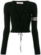Ssheena Lace-up Ribbed Sweater - Black