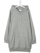 Burberry Kids Embossed Logo Hoodie Dress - Grey