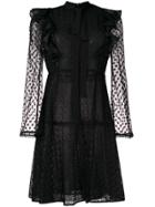 Giamba Lace Embroidered Flared Dress - Black