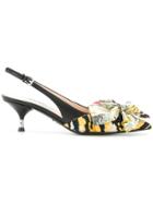 Prada Comic Book Kitten Heel Pumps - Black