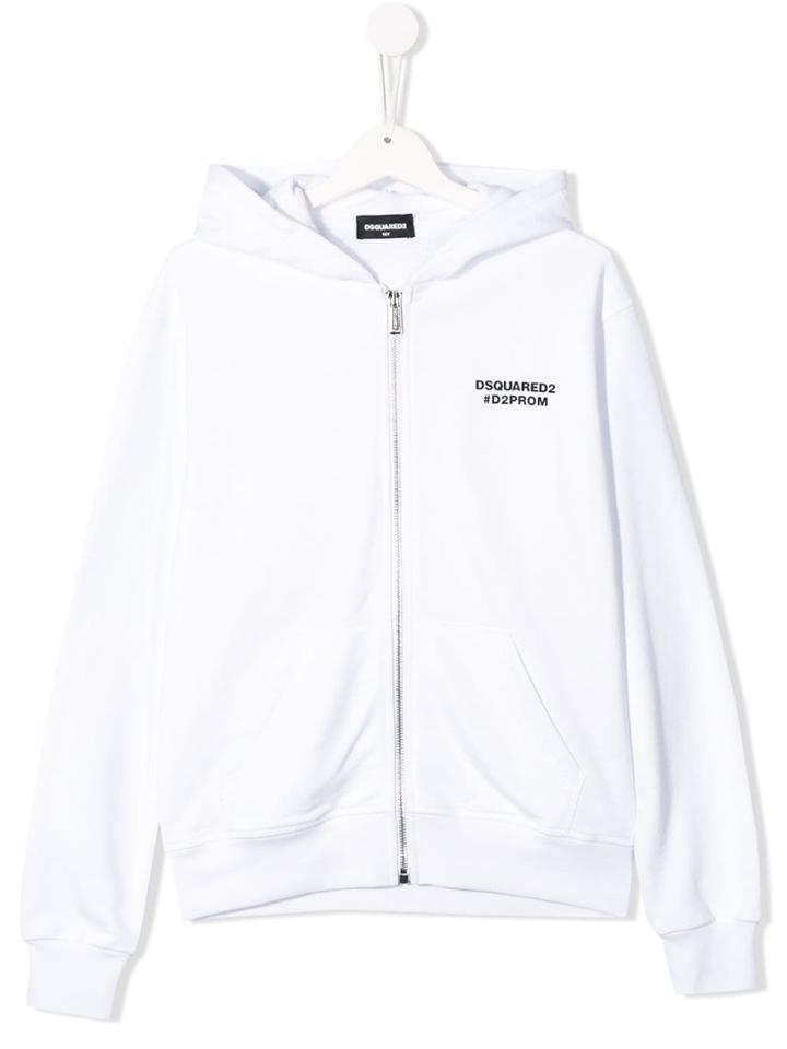 Dsquared2 Kids Logo Zipped Hoodie - White