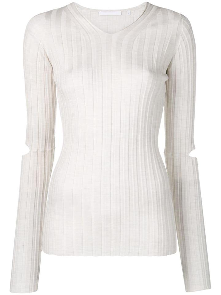 Helmut Lang Ribbed V-neck Jumper - White
