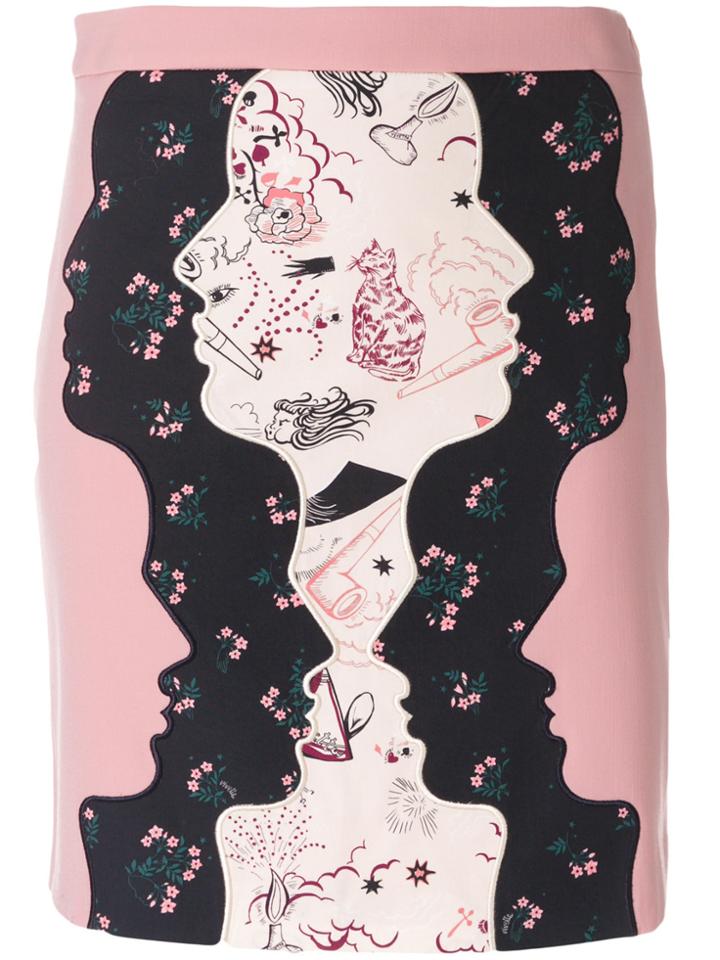 Vivetta Face Print Mini Skirt - Pink & Purple