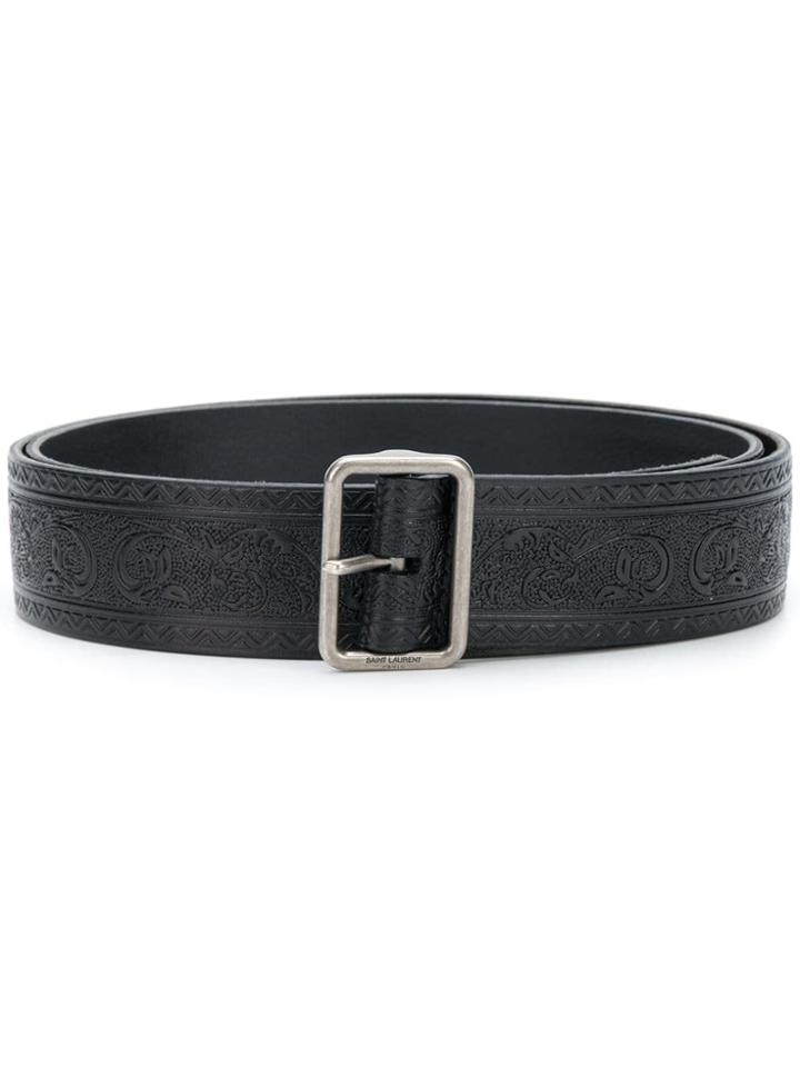 Saint Laurent Embossed Belt - Black