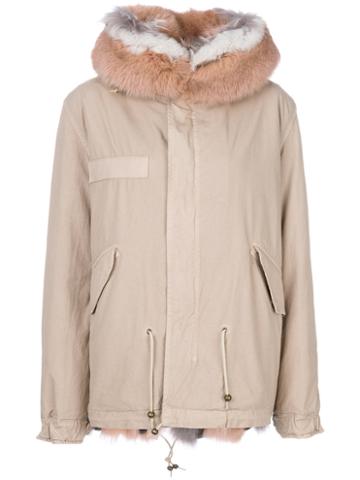 Mr & Mrs Italy - Short Parka Coat - Women - Cotton/fox Fur/lamb Skin/raccoon Dog - Xs, Nude/neutrals, Cotton/fox Fur/lamb Skin/raccoon Dog