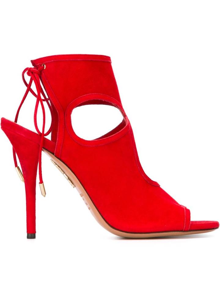 Aquazzura Sexy Thing Sandals, Women's, Size: 36, Red, Suede/leather