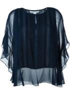 Dvf Diane Von Furstenberg Flutter Sleeve Blouse - Blue