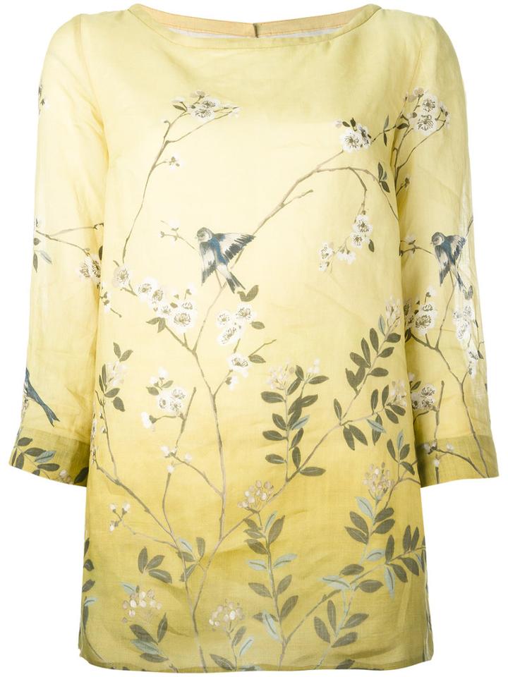 's Max Mara Floral Print Tunic Blouse, Women's, Size: 40, Green, Ramie