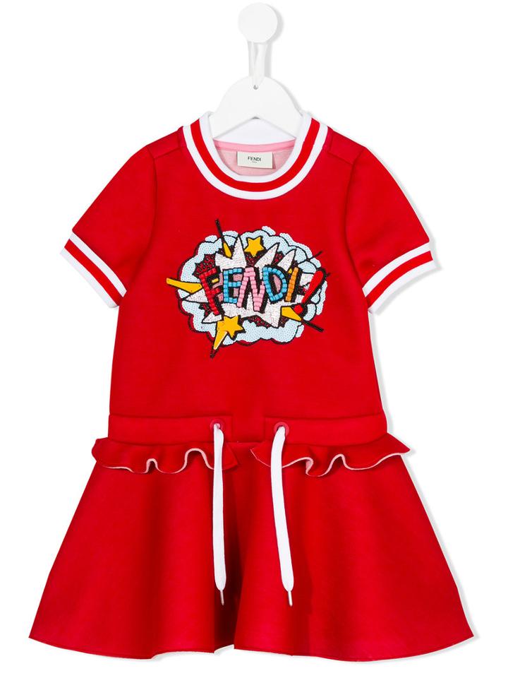 Fendi Kids - Embellished Exploding Logo Dress - Kids - Modal - 8 Yrs, Red