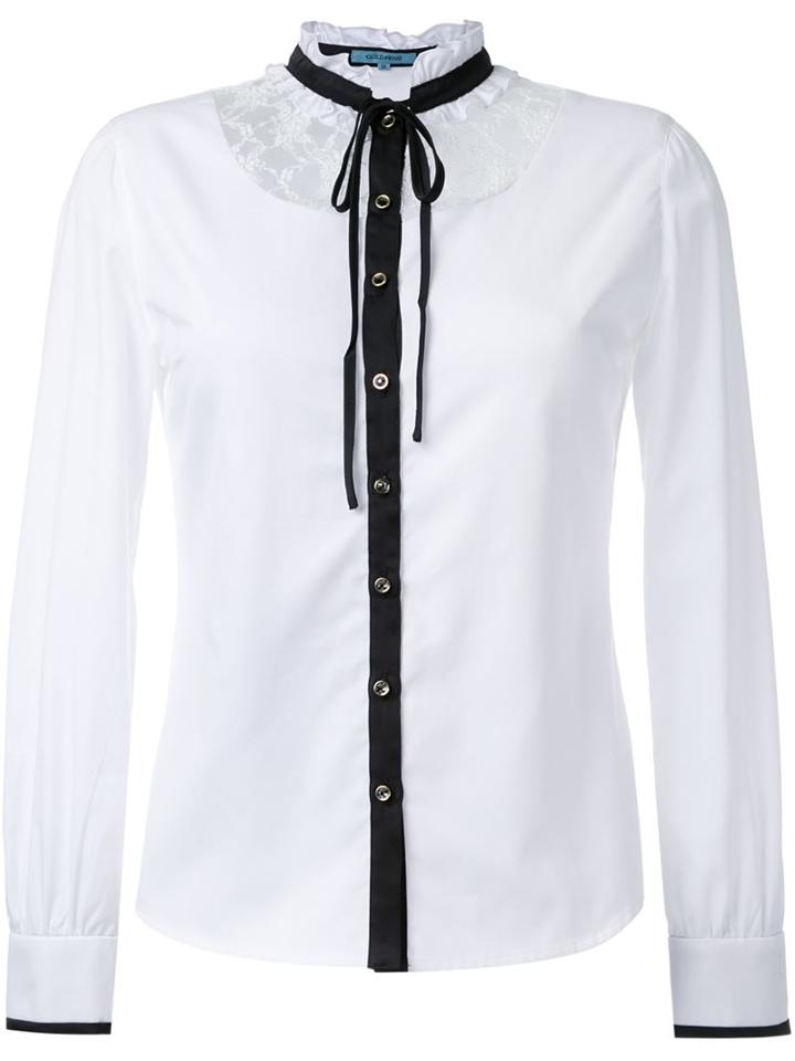 Guild Prime Ruffle Neck Shirt, Women's, Size: 34, White, Cotton