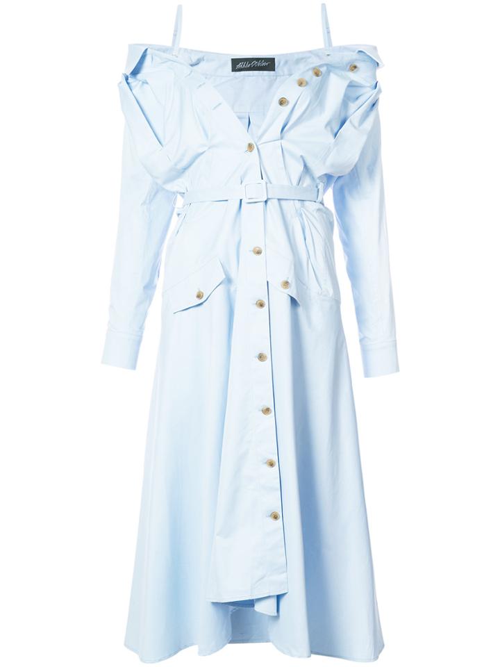 Anna October Off-shoulder Shirt Dress - Blue