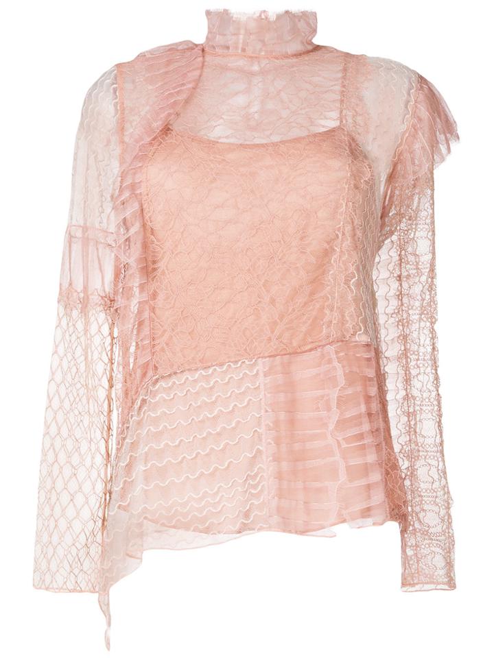 3.1 Phillip Lim Lace Embroidered Top - Pink & Purple