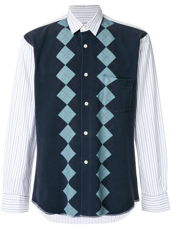 Comme Des Garçons Vintage Rhombus Paneled Shirt - Blue