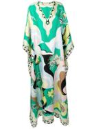 Emilio Pucci Printed Silk V-neck Kaftan - Green