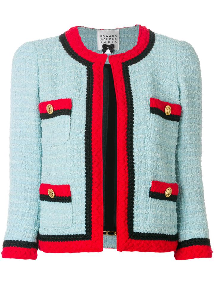 Edward Achour Paris Bouclé Tweed Jacket - Blue