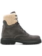 Moncler Patty Shearling Trimmed Ankle Boots - Grey