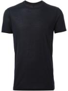 Rick Owens Round Neck T-shirt, Men's, Size: S, Blue, Silk/viscose