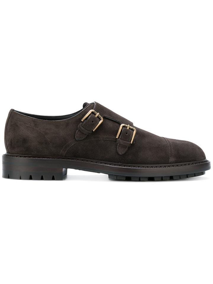 Dolce & Gabbana Suede Monk Shoes - Brown