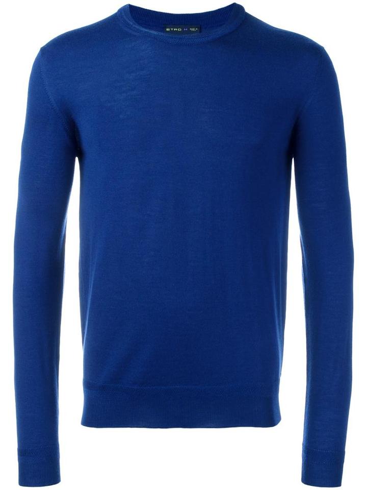 Etro Crew Neck Jumper, Men's, Size: Xl, Blue, Wool