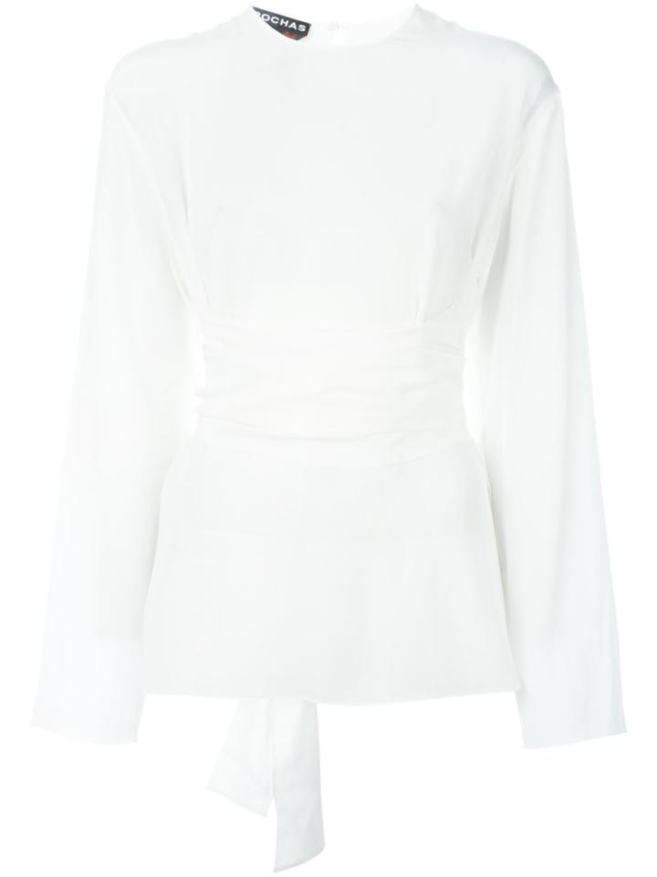 Rochas Wrap Around Blouse, Women's, Size: 40, White, Silk