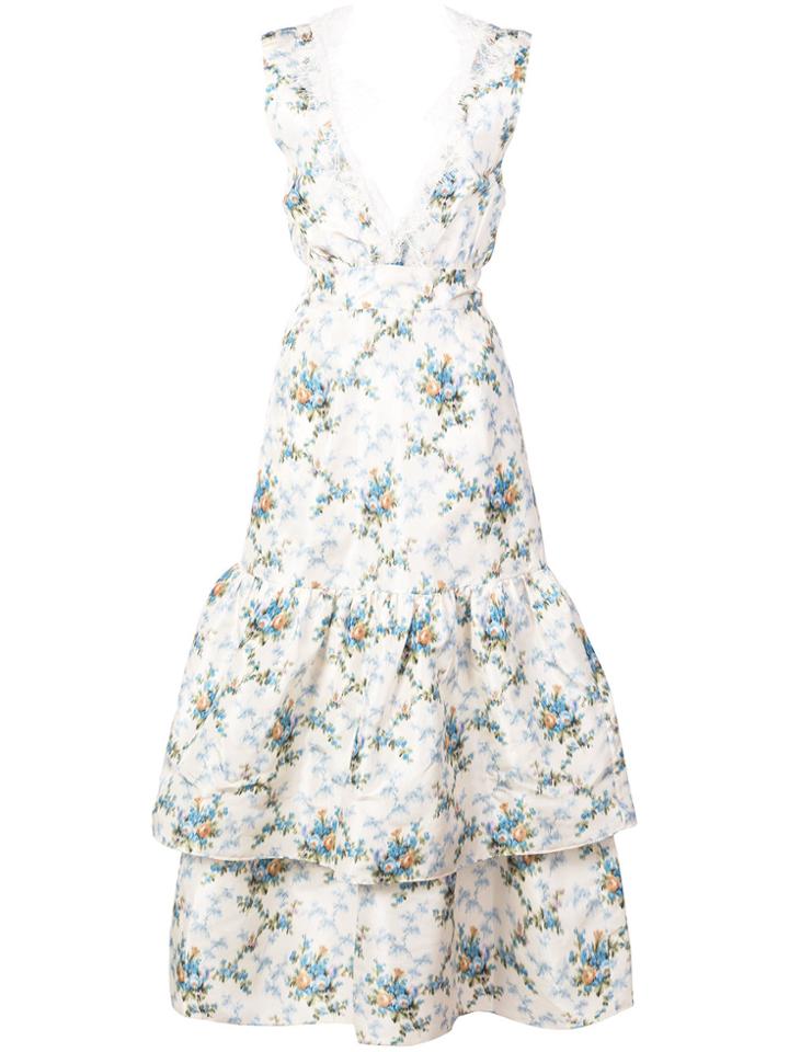 Brock Collection Floral Plunge Neck Dress - Unavailable