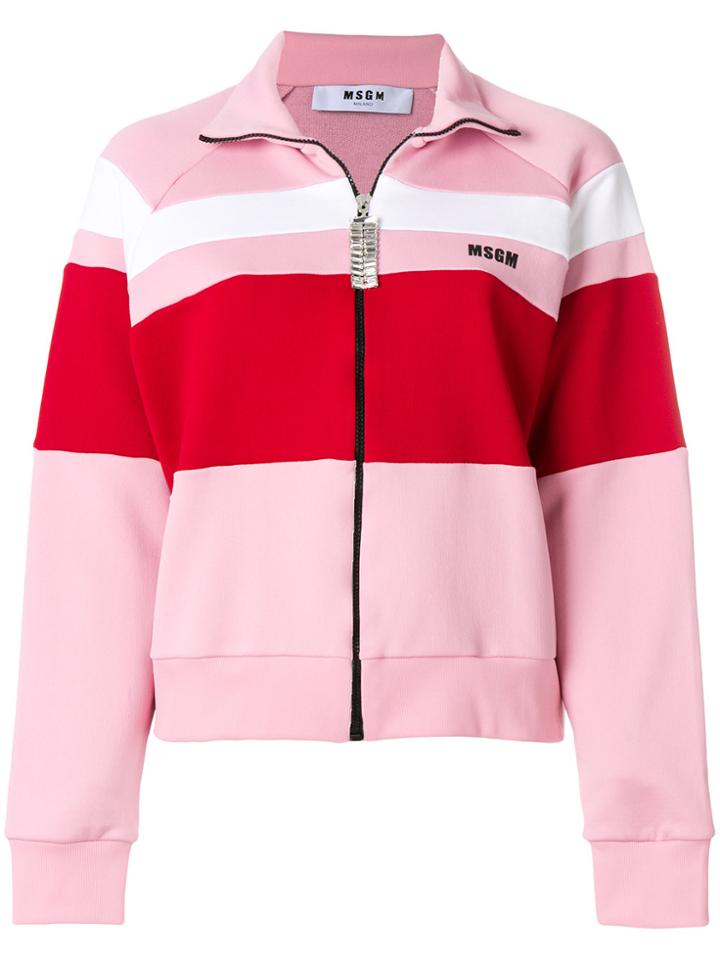 Msgm Colour Block Zipped Sweatshirt - Pink & Purple