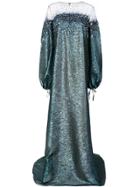 Oscar De La Renta Ombré Crystal-embellished Gown - Blue