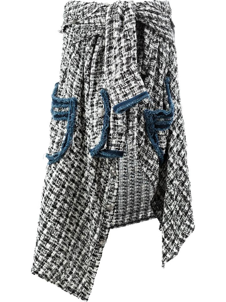 Faith Connexion Asymmetric Tweed Skirt - Black