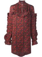 Magda Butrym Floral Ruffle Dress, Women's, Size: 36, Red, Silk