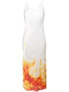 Priscavera Fire Print Slip Dress - White