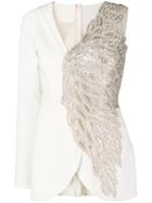 Loulou Asymmetric Embellished Blouse - Neutrals