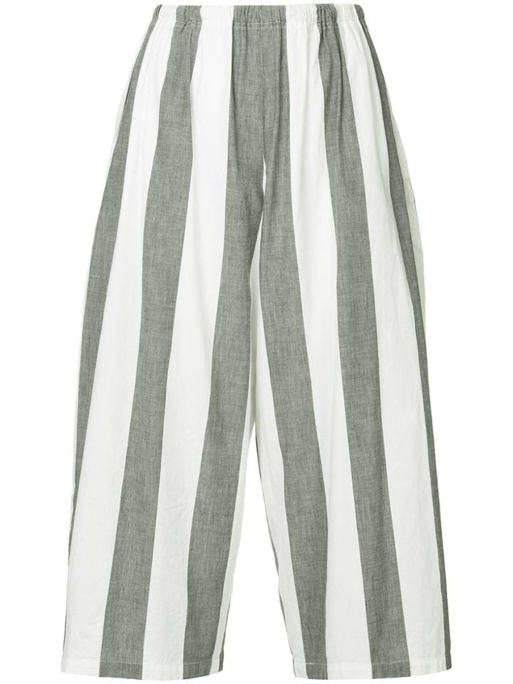 Yohji Yamamoto Vintage Striped Cropped Trousers - Grey