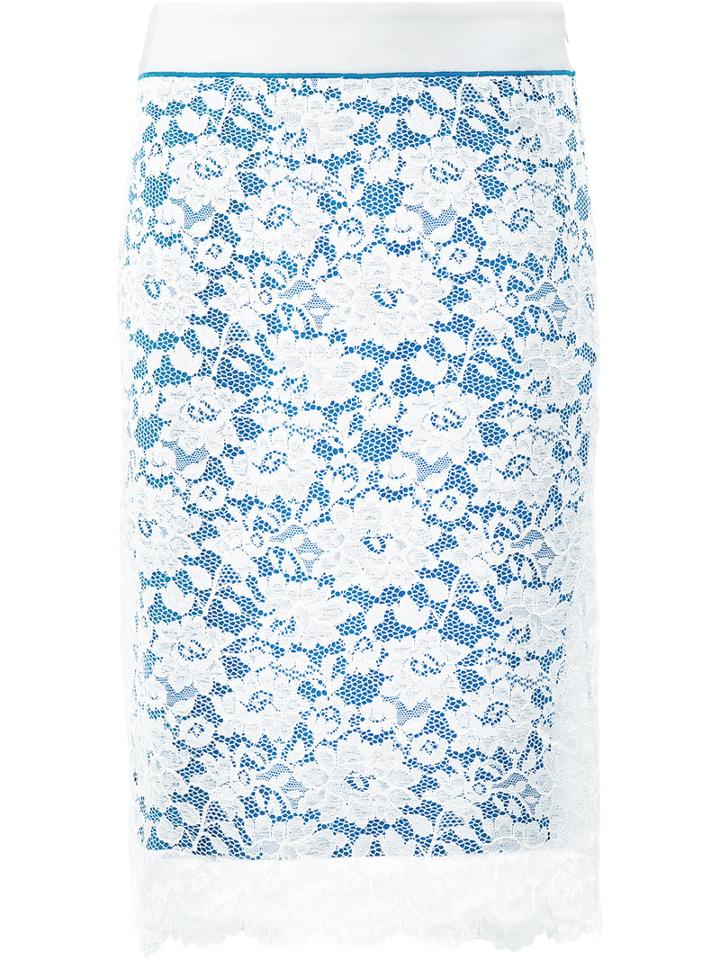 Paco Rabanne - Lace Pencil Skirt - Women - Nylon/polyamide/polyester/viscose - 40, Blue, Nylon/polyamide/polyester/viscose